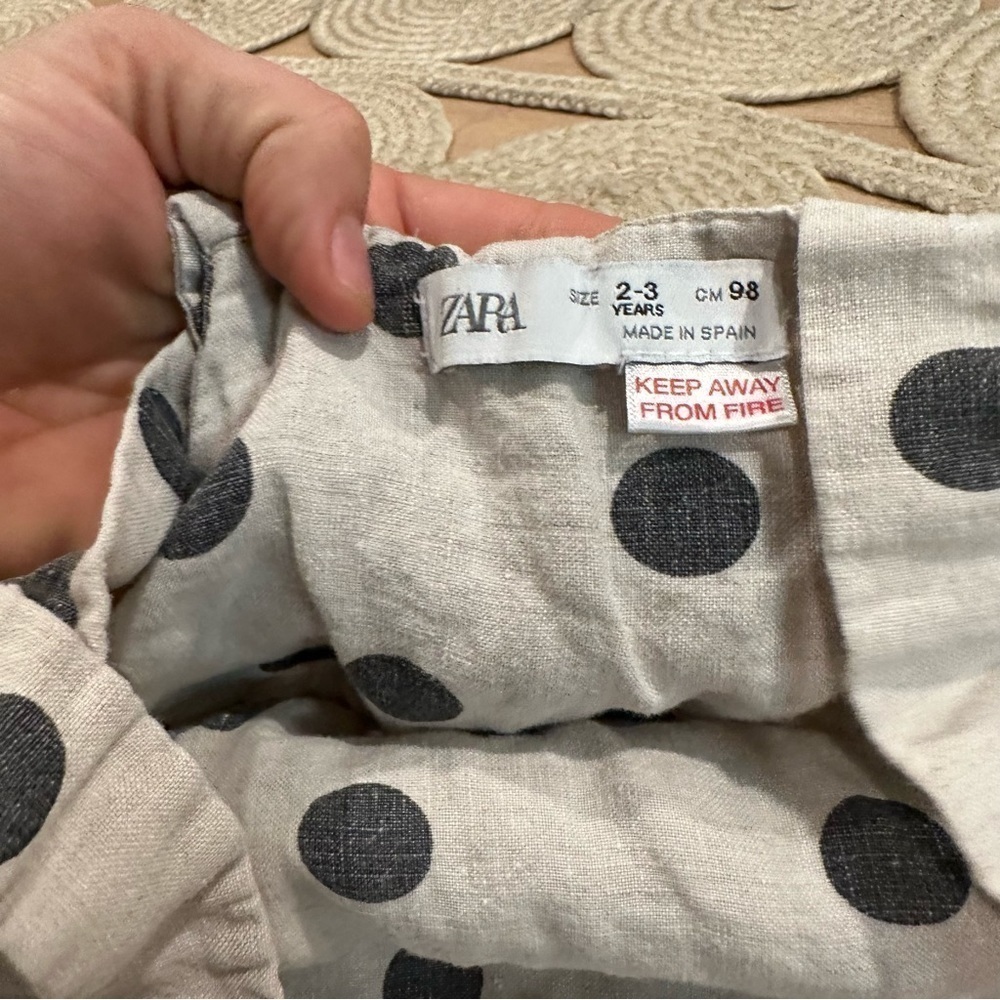 ZARA KIDS POLKA DOT LINEN JUMPSUIT 2/3Y - Picture 4 of 6